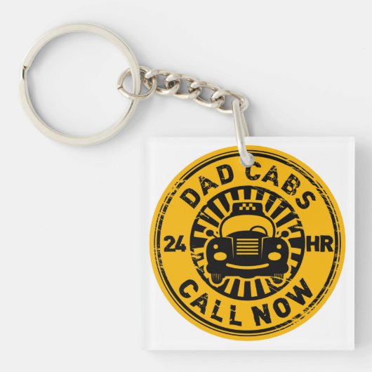 Fathers Day Gift Dad Cabs 24 uur Taxi Funny Sleutelhanger (Voorkant)