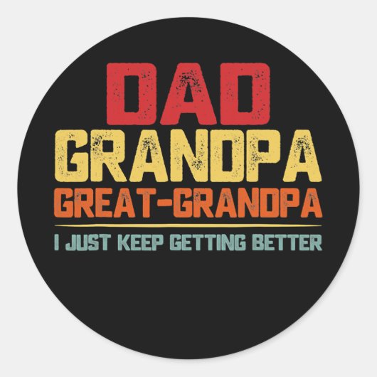 Fathers Day Gift From Grandkids Dad Grandpa Great Ronde Sticker (Voorkant)