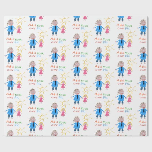 Fathers Day Gift, je kinderen trekken op Cadeaupapier (Vlak)