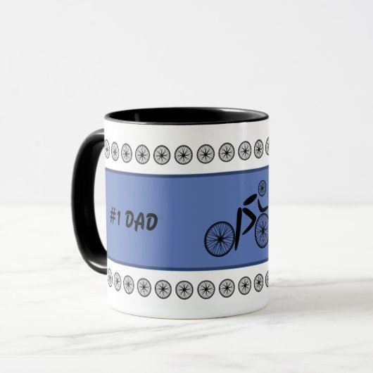 Fathers Day grappige fietser aangepaste tekst Mok (Voorkant links)