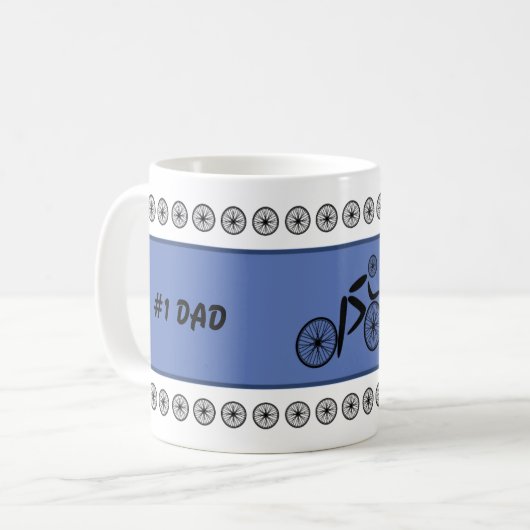 Fathers Day grappige fietser aangepaste tekst Mok (Voorkant links)