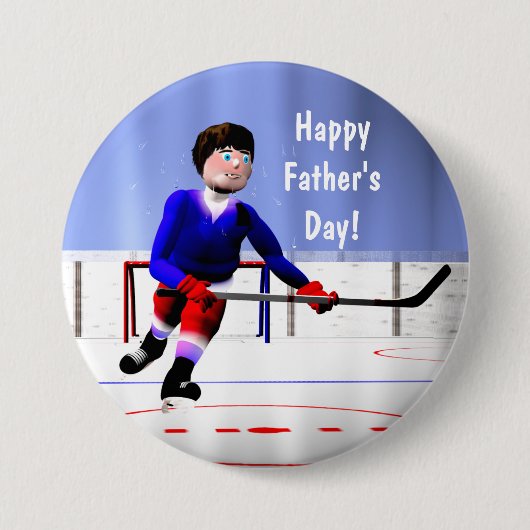 Fathers Day Hockey Overtime Ronde Button 7,6 Cm (Voorkant)