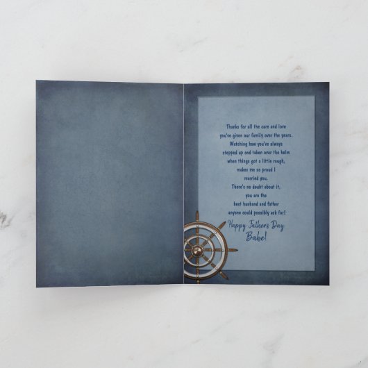 Father's Day, Husband, Ship's Wheel, Helm Kaart (Binnen)