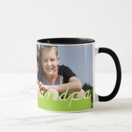 Fathers Day Love Opa Foto Green Text Design Mok