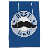 Fathers Day Mustache Best Dad Medium Cadeauzakje (Achterkant)