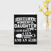 Fathers Day Pistool Shovel Alibi Ik heb een geweld Kaart (Gele Bloem)