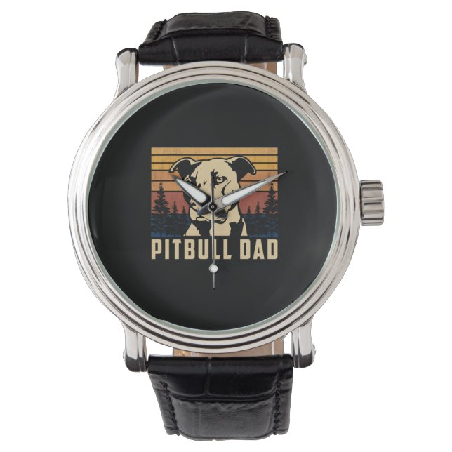 Father's Day Pitbull Dad Horloge (Voorkant)