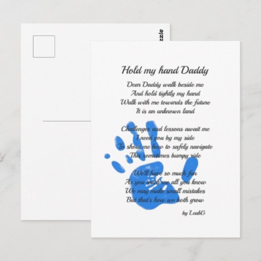 Fathers Day Poem - Hou mijn handdruk vast, pap Gif Briefkaart (Voorkant / Achterkant)