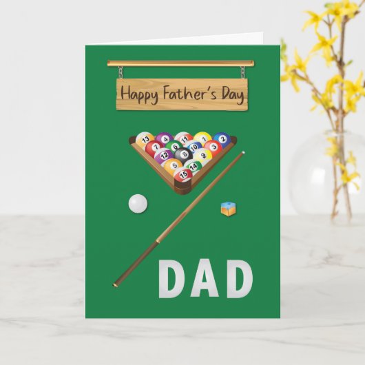 Fathers Day Pool Billiards Game Fun Kaart (Gele Bloem)