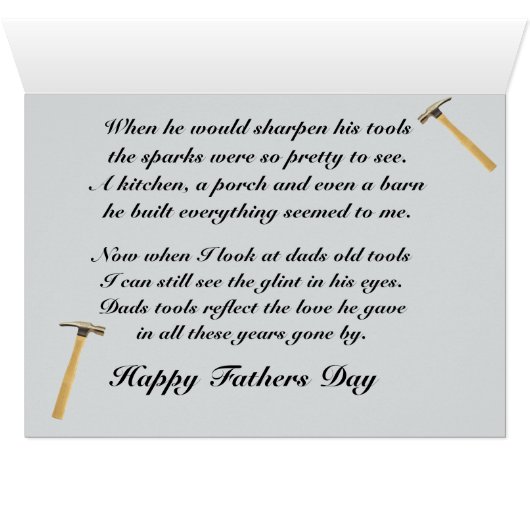 FATHERS DAY REMEMBERING DADS TOOLS-kaart (Binenzijde Horizontaal (Onderkant))