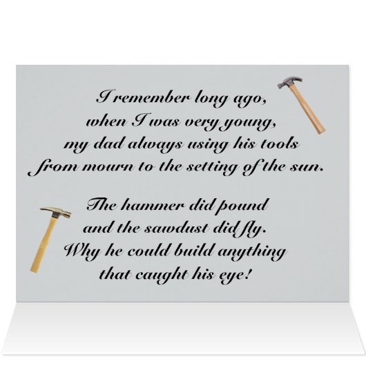 FATHERS DAY REMEMBERING DADS TOOLS-kaart (Binnen Horizontaal (Boven))