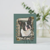 Fathers Day - Stone Paws - Boston Terrier Briefkaart (Staand voorkant)