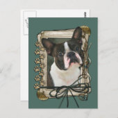 Fathers Day - Stone Paws - Boston Terrier Briefkaart (Voorkant / Achterkant)