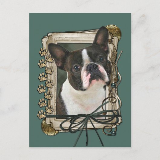 Fathers Day - Stone Paws - Boston Terrier Briefkaart (Voorkant)