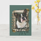 Fathers Day - Stone Paws - Boston Terrier Kaart (Gele Bloem)