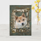 Fathers Day - Stone Paws - Shiba Inu Kaart (Gele Bloem)