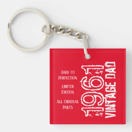 Father's Day Vintage Red with White Retro Keychain