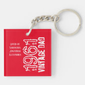 Father's Day Vintage Red with White Retro Keychain (Achterkant)
