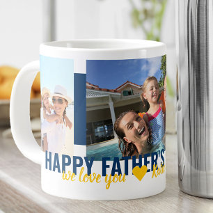 Fathers Day We houden van je 3 Foto Bold Blue Grote Koffiekop