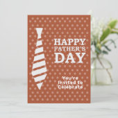 Fathers Day White Stropdas Brown Stippen Dinner Pa Kaart (Staand voorkant)