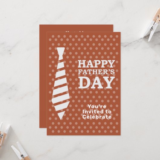 Fathers Day White Stropdas Brown Stippen Dinner Pa Kaart (Voorkant / Achterkant in situ)