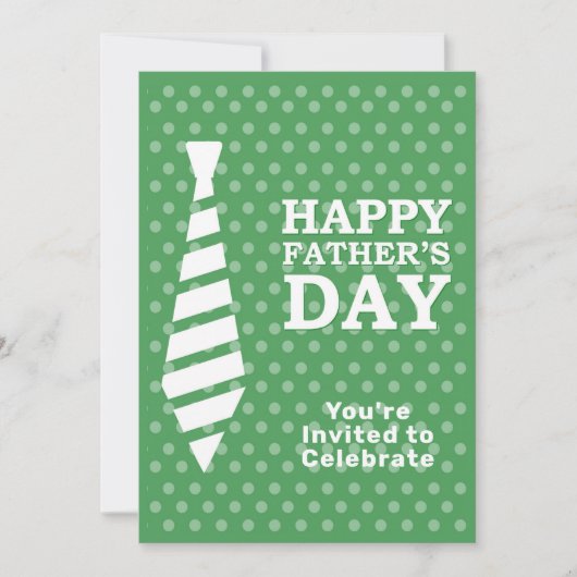 Fathers Day White Stropdas Green Stippen Dinner BB Kaart (Voorkant)