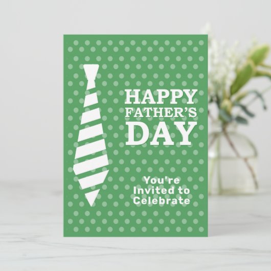Fathers Day White Stropdas Green Stippen Dinner BB Kaart (Staand voorkant)