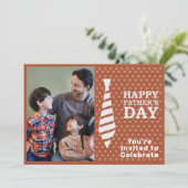 Fathers Day White Stropdas Light Brown Stippen Fot Kaart (Staand voorkant)