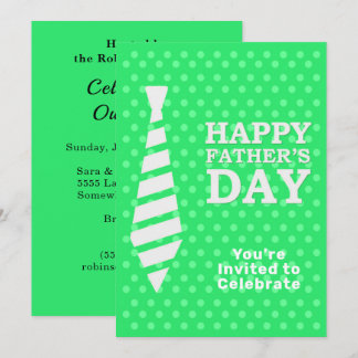 Fathers Day White Stropdas LT Green Stippen Dinner Kaart