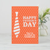 Fathers Day White Stropdas Oranje Stip Dinner Part Kaart (Staand voorkant)