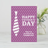 Fathers Day White Stropdas Paarse Stippen Dinner P Kaart (Staand voorkant)