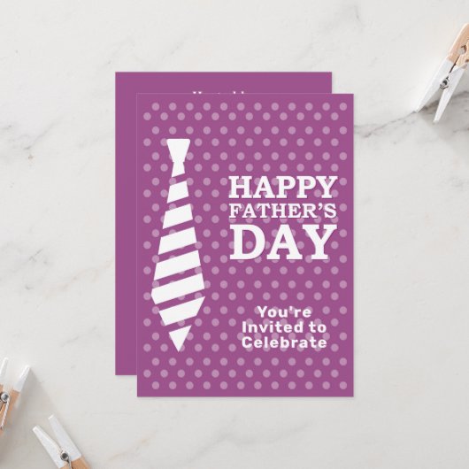 Fathers Day White Stropdas Paarse Stippen Dinner P Kaart (Voorkant / Achterkant in situ)