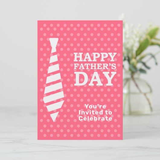 Fathers Day White Stropdas Pink Stip Dinner BBQ Pa Kaart (Staand voorkant)