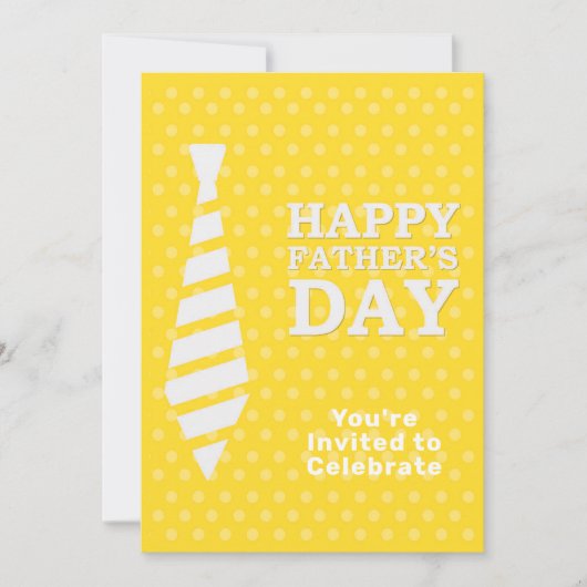 Fathers Day White Stropdas Yellow Stip Dinner Part Kaart (Voorkant)