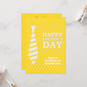 Fathers Day White Stropdas Yellow Stip Dinner Part Kaart