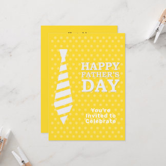 Fathers Day White Stropdas Yellow Stip Dinner Part Kaart