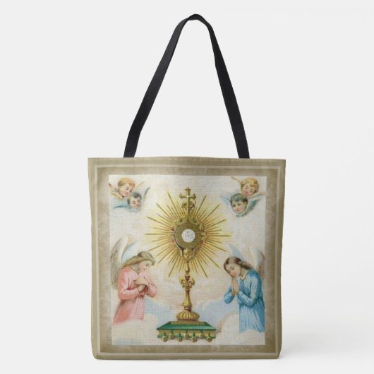 Fatima Angels Praying Eucharist Monstrance Tote Bag (Voorkant)