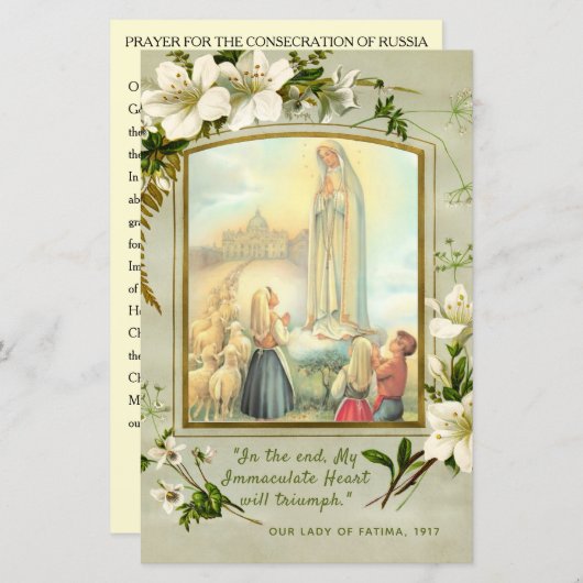 Fatima Blessed Mary Consecration Prayer (Voorkant / Achterkant)