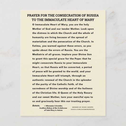 Fatima Blessed Mary Consecration Prayer (Achterkant)