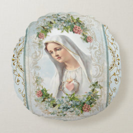 Fatima Blessed Mary katholieke Floral Rond Kussen