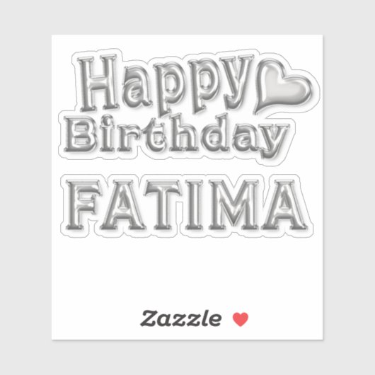 Fatima Happy Birthday silver Aufkleber Sticker (Vel)