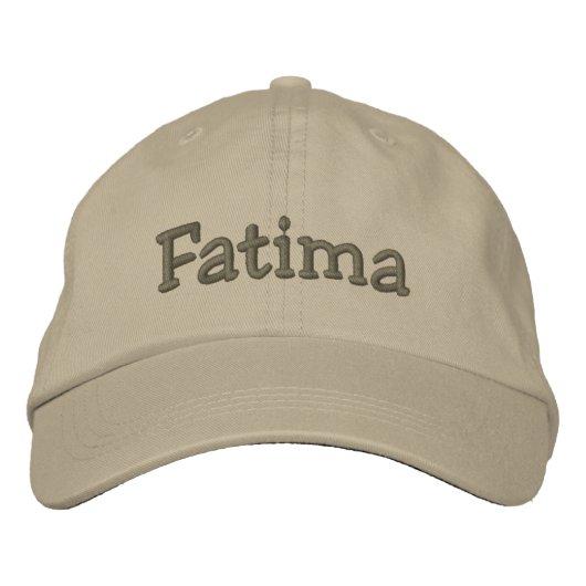 Fatima Name Embroided Baseball Pet Khaki (Voorkant)