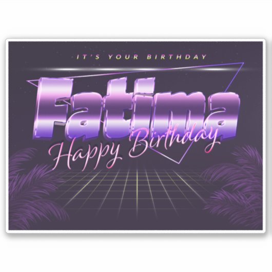 Fatima Name Vorname lila retro Sticker Geburtstag (Voorkant)