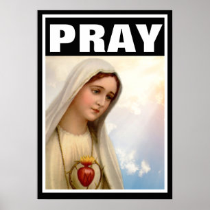 FATIMA PRAY VIRGIN MARY ROSARY CATHOLIC POSTER