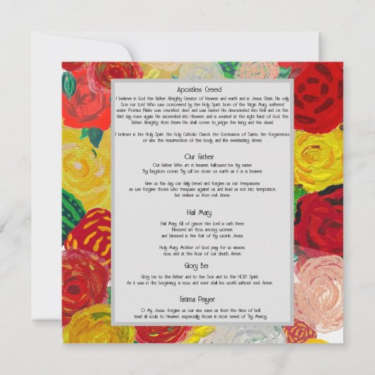 Fatima Prayer Card Kaart (Achterkant)