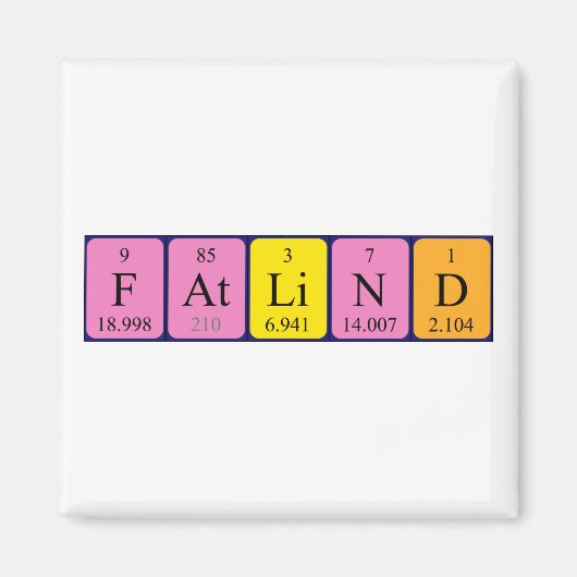 Fatlind periodieke lijstnaam magnet (Voorkant)