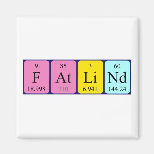Fatlind periodieke lijstnaam magnet (Voorkant)