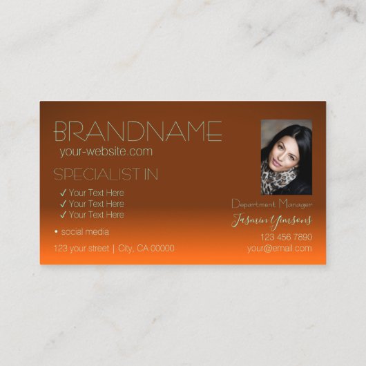 Fatsoenlijke Oranje en Blauwgroen spiegelletters m Visitekaartje (Achterkant)