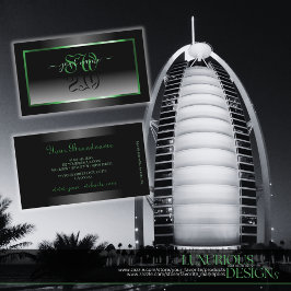 Fatsoenlijke zwart-wit Ombre Green Lijst Initialen Visitekaartje