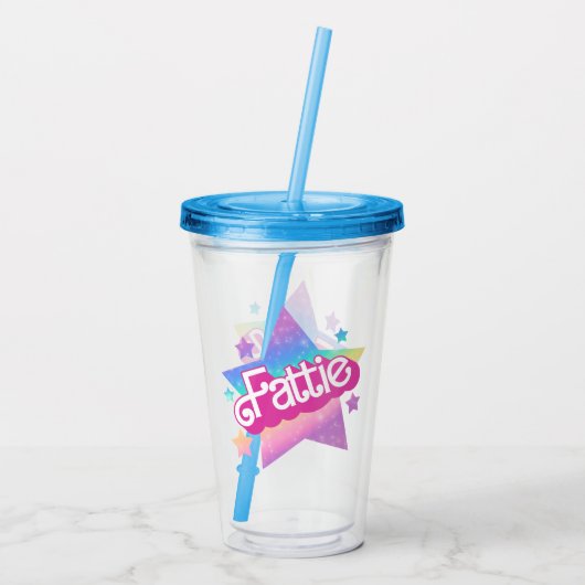 Fattie Plus Maat Regenboog Retro 90's Nostalgia St Acryl Drinkbeker (Achterkant)